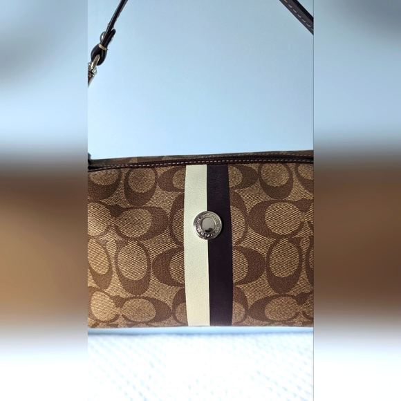 Coach Heritage Stripe Top Handle Pouch - Picture 11 of 12